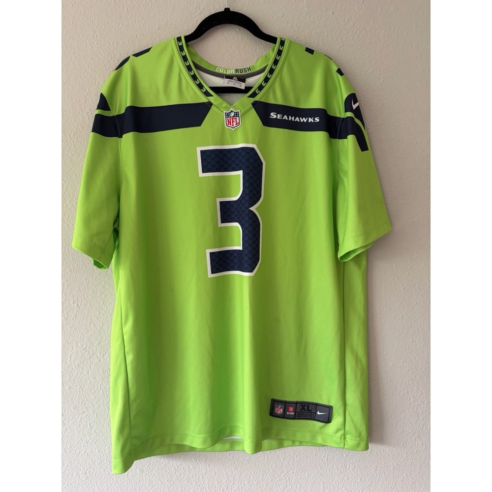 Nike Russell Wilson NFL Team Apparel Seattle Seahawks Men's XL Volt Green Jersey